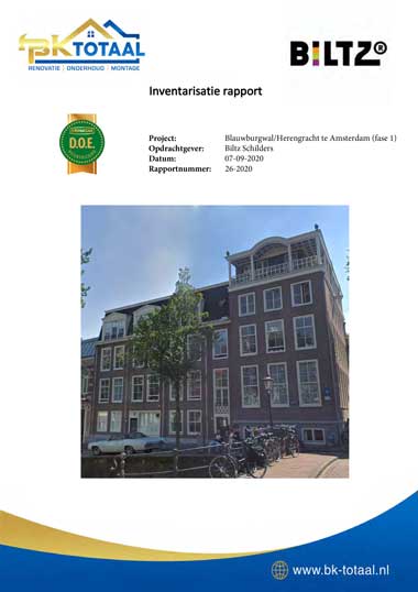 Voorbeeld inventarisatierapport, Herengracht Amsterdam